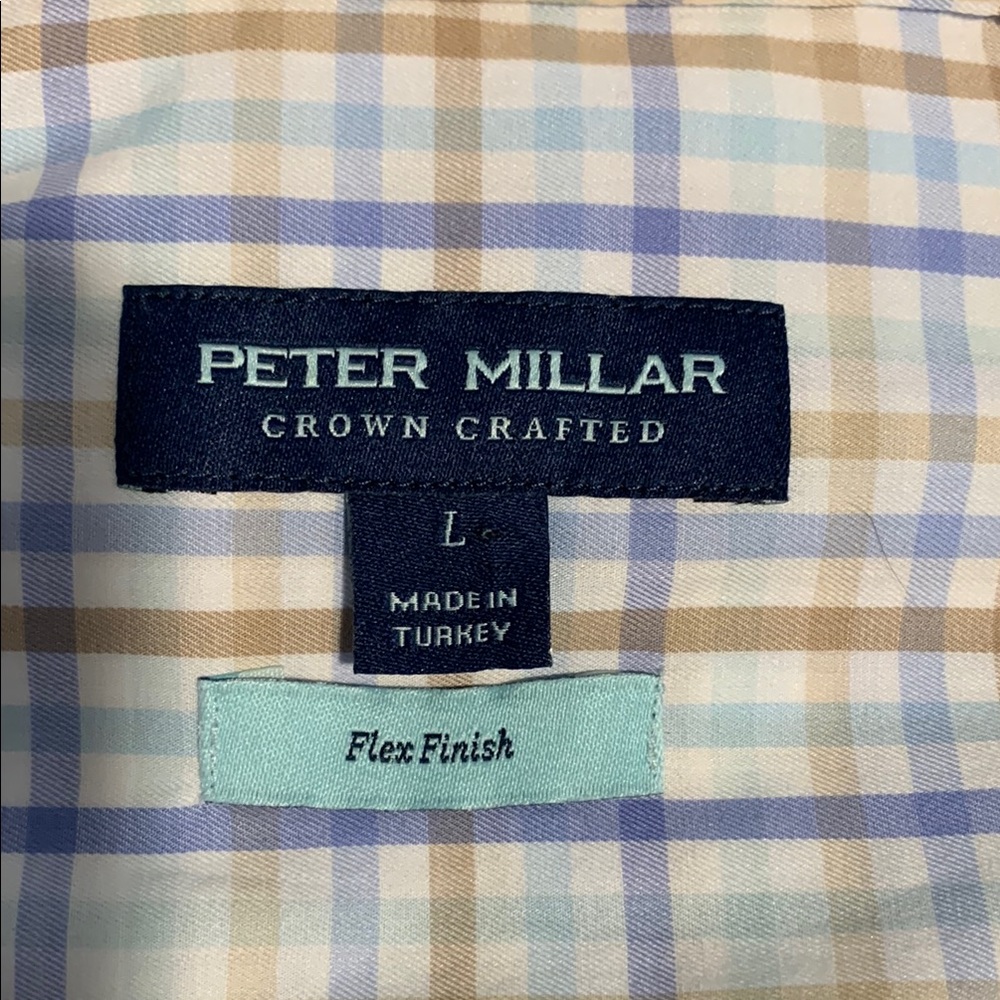 NWT! Peter Millar Crown Crafted Blue Checkered Button-down (L) - Picture 2 of 9